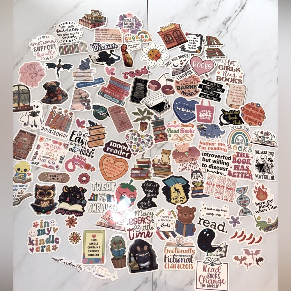 Colorful Book-Themed Sticker Set Bookish